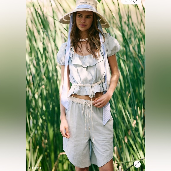 Free People Pants - Free People Lilibeth Short Set Coquette Victorian Cottage Ruffle Cotton S NWT